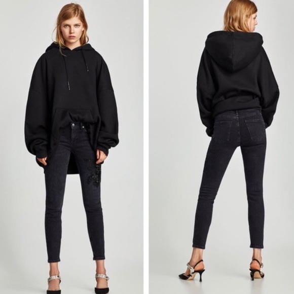 Zara Black Embellished High Waist Jeans - Picture 2 of 8